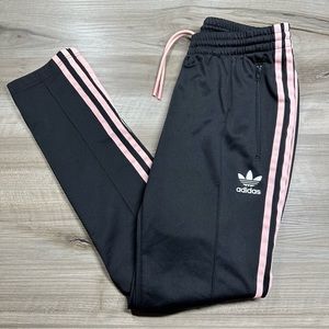 Adidas Black & Baby Pink Track Pants